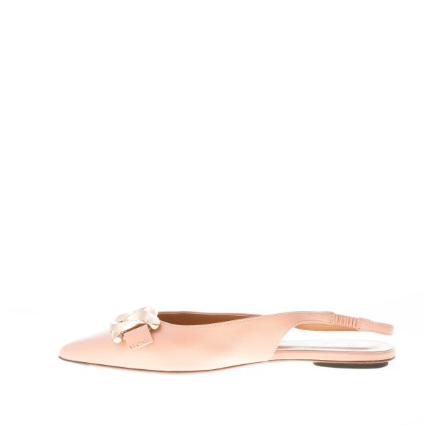 TOD'S donna ballerina slingback in pelle ROSA con catena. Suola cuoio - immagine 5
