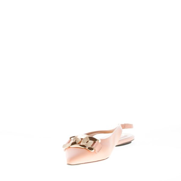 TOD'S donna ballerina slingback in pelle ROSA con catena. Suola cuoio - immagine 6