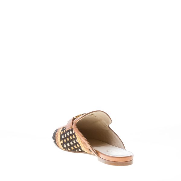 TOD'S donna sabot in tessuto intrecciato MULTICOLORE con catena. Suola cuoio - immagine 4