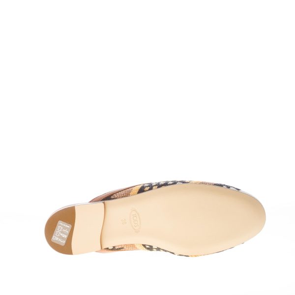 TOD'S donna sabot in tessuto intrecciato MULTICOLORE con catena. Suola cuoio - immagine 8