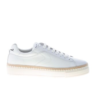 VOILE BLANCHE uomo sneaker Caprera in pelle BIANCO con cordolo rafia