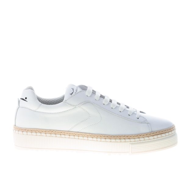 VOILE BLANCHE uomo sneaker Caprera in pelle BIANCO con cordolo rafia