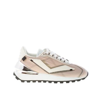 VOILE BLANCHE donna sneaker Qwark Spur 2  in tessuto e pelle BEIGE e PLATINO