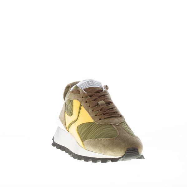 VOILE BLANCHE uomo sneaker Qwark Spur 2 in tessuto e camoscio VERDE MILITARE e giallo - immagine 2