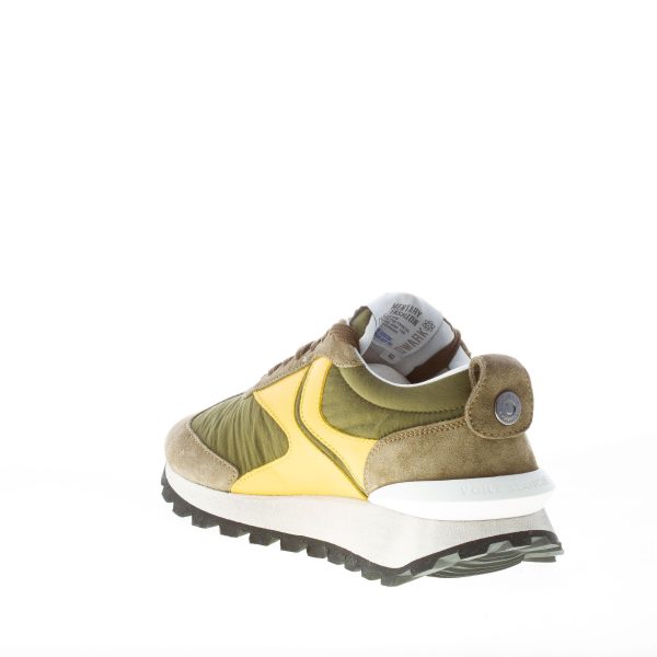VOILE BLANCHE uomo sneaker Qwark Spur 2 in tessuto e camoscio VERDE MILITARE e giallo - immagine 4