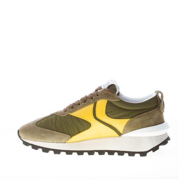 VOILE BLANCHE uomo sneaker Qwark Spur 2 in tessuto e camoscio VERDE MILITARE e giallo - immagine 5