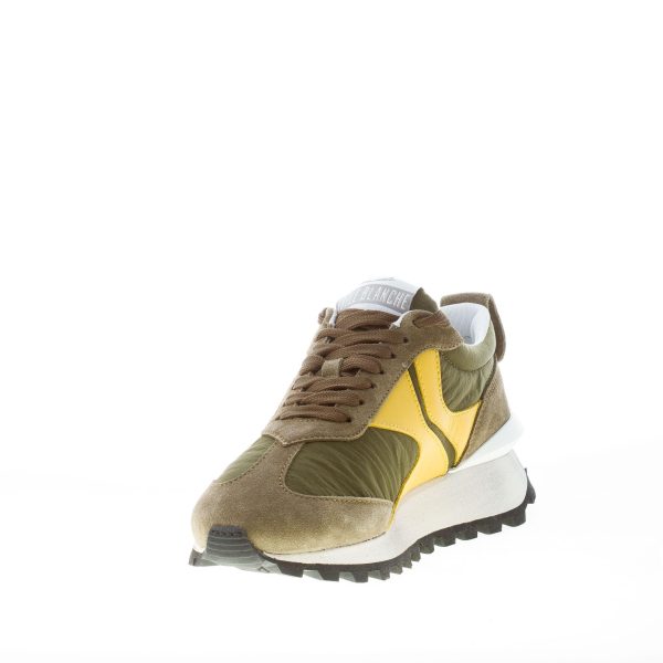 VOILE BLANCHE uomo sneaker Qwark Spur 2 in tessuto e camoscio VERDE MILITARE e giallo - immagine 6