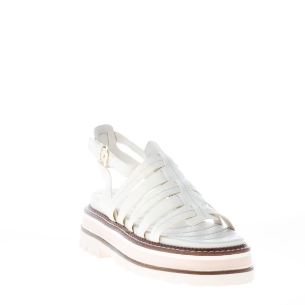 ELVIO ZANON donna sandalo multi fasce in pelle BEIGE chiaro con platform. Tacco 6 cm - immagine 2