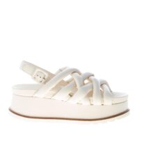 ELVIO ZANON donna sandalo Padoe Dary in pelle BEIGE. Zeppa 6 cm