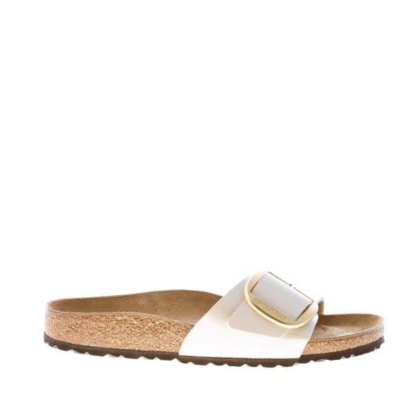 BIRKENSTOCK donna sandalo ciabatta Madrid Big Buckle in Birko-Flor PEARL WHITE con fibbia