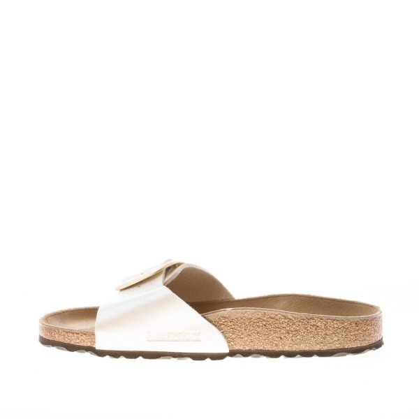 BIRKENSTOCK donna sandalo ciabatta Madrid Big Buckle in Birko-Flor PEARL WHITE con fibbia - immagine 5
