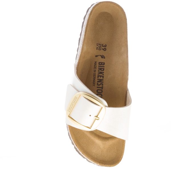 BIRKENSTOCK donna sandalo ciabatta Madrid Big Buckle in Birko-Flor PEARL WHITE con fibbia - immagine 7