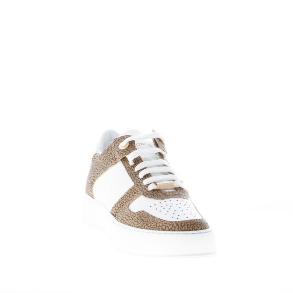 BORBONESE donna sneaker in pelle BIANCO e tessuto OP Graffiti naturale - immagine 2