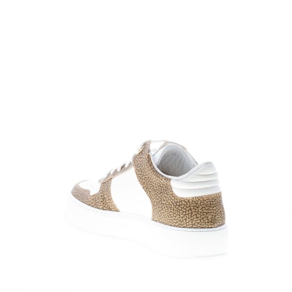 BORBONESE donna sneaker in pelle BIANCO e tessuto OP Graffiti naturale - immagine 4