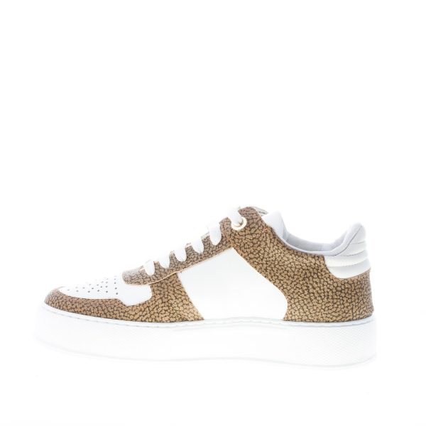 BORBONESE donna sneaker in pelle BIANCO e tessuto OP Graffiti naturale - immagine 5