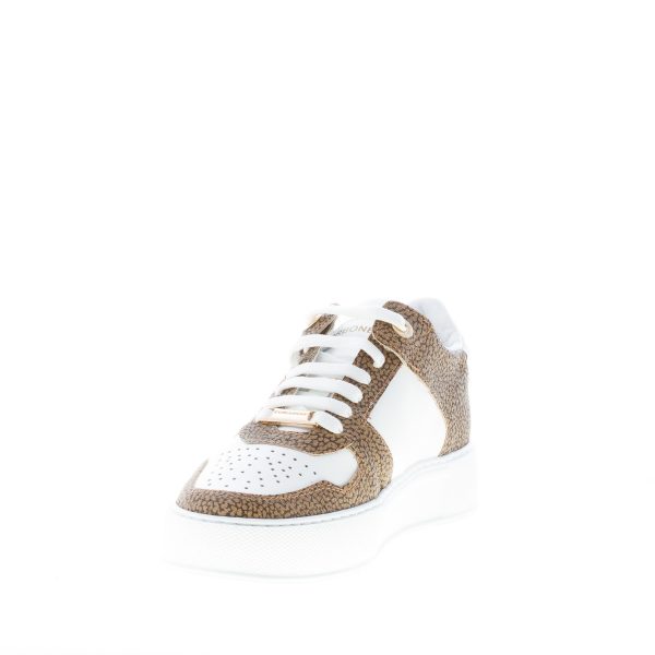 BORBONESE donna sneaker in pelle BIANCO e tessuto OP Graffiti naturale - immagine 6