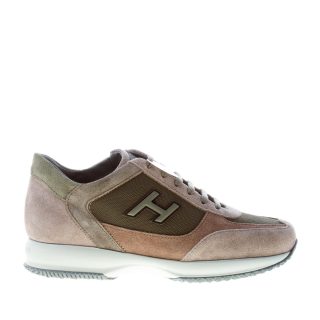 HOGAN uomo Interactive sneaker in camoscio e tessuto GRIGIO più marrone e verde