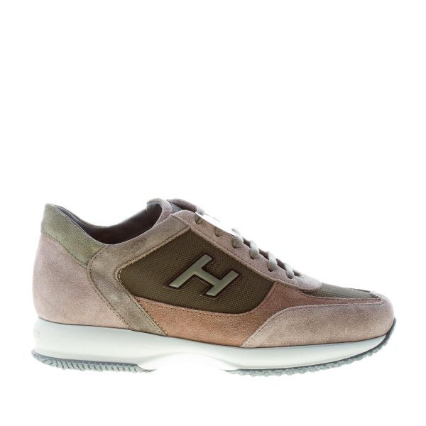 HOGAN uomo Interactive sneaker in camoscio e tessuto GRIGIO più marrone e verde
