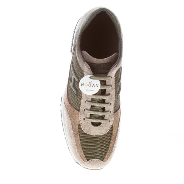 HOGAN uomo Interactive sneaker in camoscio e tessuto GRIGIO più marrone e verde - immagine 7