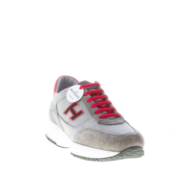 HOGAN uomo Interactive sneaker in camoscio e tessuto GRIGIO più rosso - immagine 2