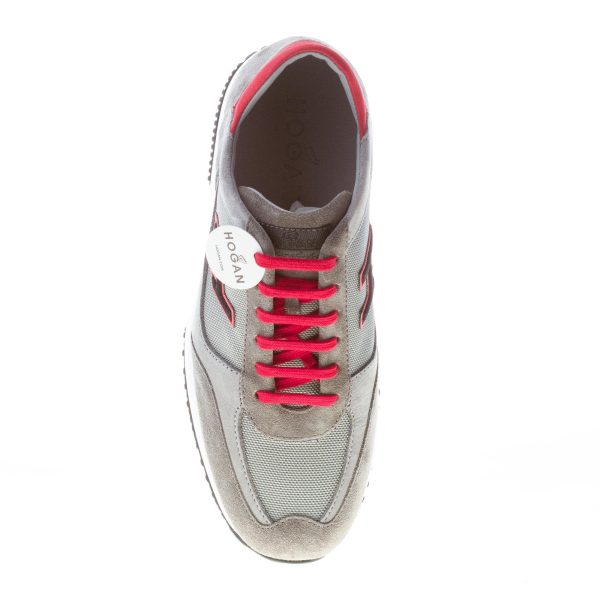HOGAN uomo Interactive sneaker in camoscio e tessuto GRIGIO più rosso - immagine 7