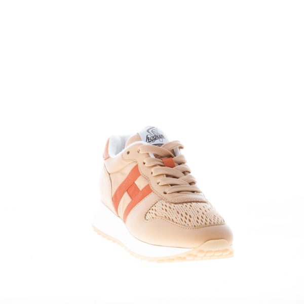 HOGAN donna H429 sneaker in pelle e tessuto BEIGE e cuoio - immagine 2