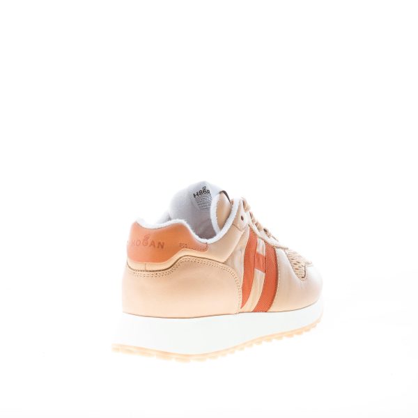 HOGAN donna H429 sneaker in pelle e tessuto BEIGE e cuoio - immagine 3