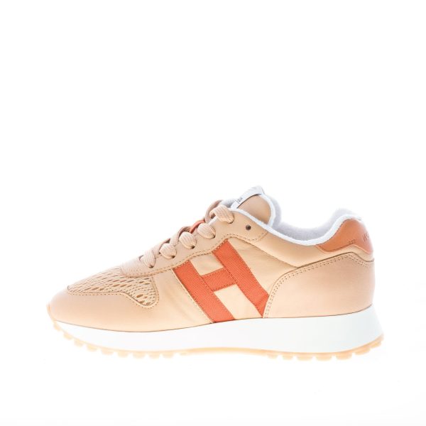 HOGAN donna H429 sneaker in pelle e tessuto BEIGE e cuoio - immagine 5