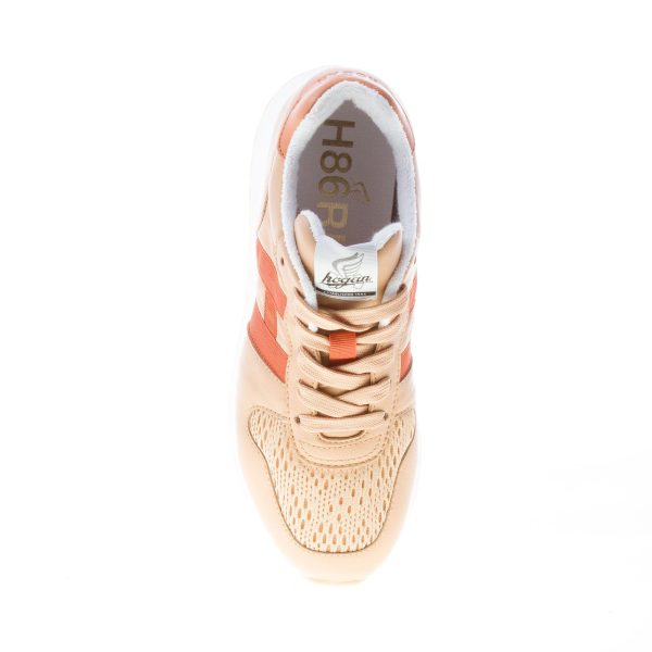 HOGAN donna H429 sneaker in pelle e tessuto BEIGE e cuoio - immagine 7