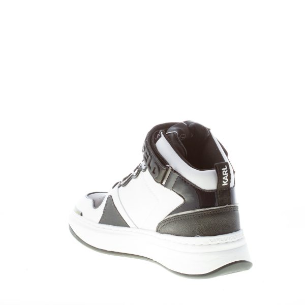 KARL LAGERFELD donna sneaker alta Elektra in pelle BIANCO e NERO con strappo - immagine 4