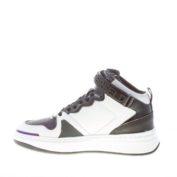 KARL LAGERFELD donna sneaker alta Elektra in pelle BIANCO e NERO con strappo - immagine 5