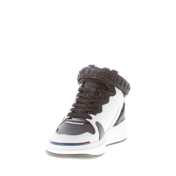 KARL LAGERFELD donna sneaker alta Elektra in pelle BIANCO e NERO con strappo - immagine 6