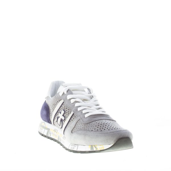 PREMIATA uomo sneaker Eric 6141 in camoscio traforato GRIGIO più blu - immagine 2