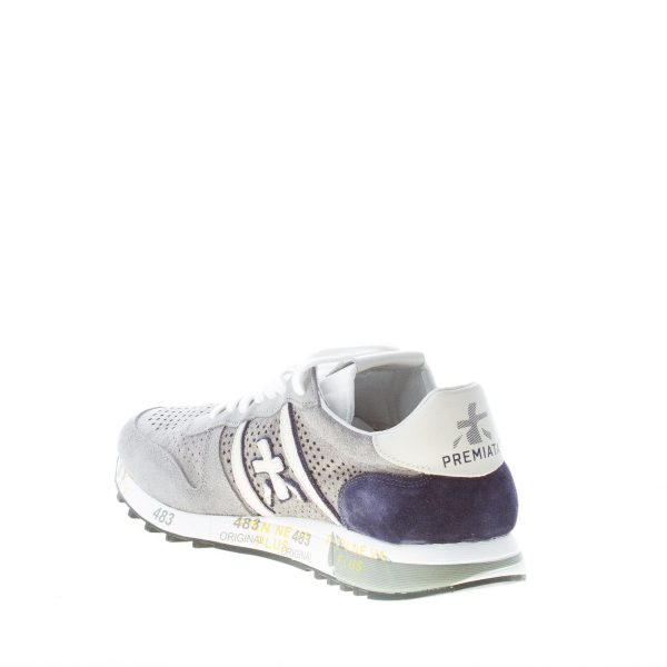 PREMIATA uomo sneaker Eric 6141 in camoscio traforato GRIGIO più blu - immagine 4