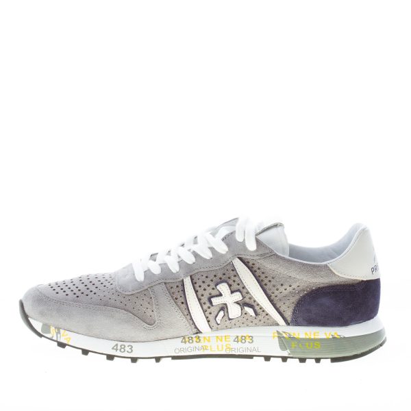 PREMIATA uomo sneaker Eric 6141 in camoscio traforato GRIGIO più blu - immagine 5