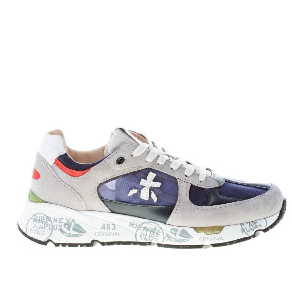 PREMIATA uomo sneaker Mase 6154 in camoscio GRIGIO e tessuto a rete BLU