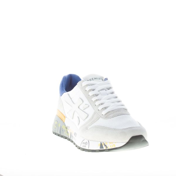 PREMIATA uomo sneaker Mick 6168 in tessuto tecnico BIANCO e camoscio BLU e GRIGIO - immagine 2