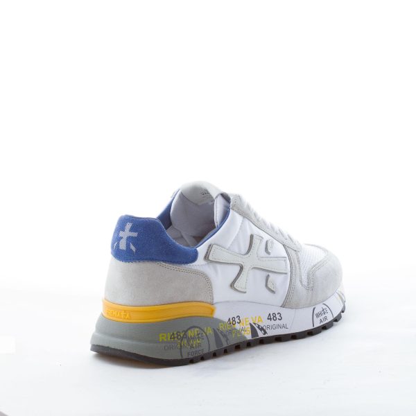 PREMIATA uomo sneaker Mick 6168 in tessuto tecnico BIANCO e camoscio BLU e GRIGIO - immagine 3