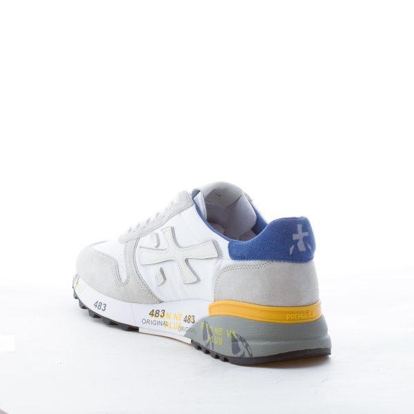 PREMIATA uomo sneaker Mick 6168 in tessuto tecnico BIANCO e camoscio BLU e GRIGIO - immagine 4