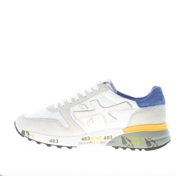 PREMIATA uomo sneaker Mick 6168 in tessuto tecnico BIANCO e camoscio BLU e GRIGIO - immagine 5