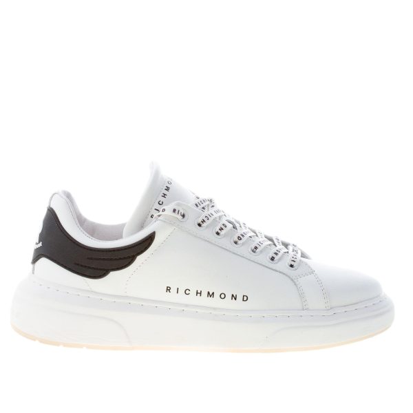 JOHN RICHMOND uomo sneaker in pelle BIANCO e nero con logo lettering