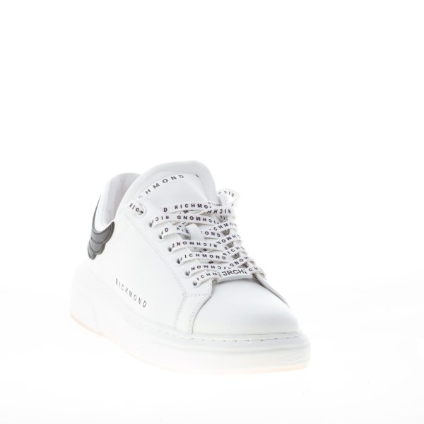 JOHN RICHMOND uomo sneaker in pelle BIANCO e nero con logo lettering - immagine 2