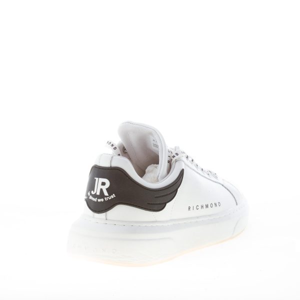 JOHN RICHMOND uomo sneaker in pelle BIANCO e nero con logo lettering - immagine 3