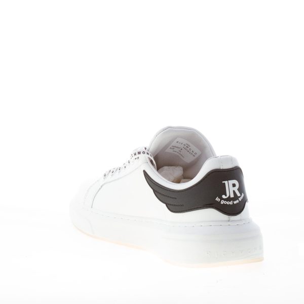 JOHN RICHMOND uomo sneaker in pelle BIANCO e nero con logo lettering - immagine 4
