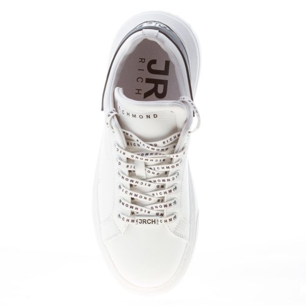 JOHN RICHMOND uomo sneaker in pelle BIANCO e nero con logo lettering - immagine 7