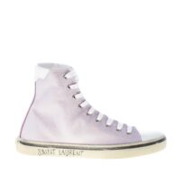 SAINT LAURENT donna Malibù high-top sneaker in crepe satin LILLA CHIARO e pelle bianco