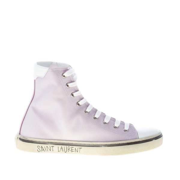SAINT LAURENT donna Malibù high-top sneaker in crepe satin LILLA CHIARO e pelle bianco