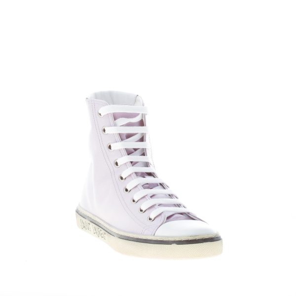SAINT LAURENT donna Malibù high-top sneaker in crepe satin LILLA CHIARO e pelle bianco - immagine 2