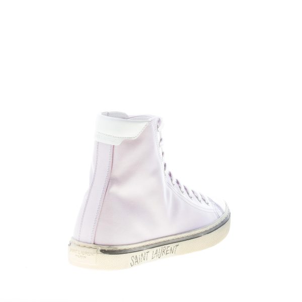 SAINT LAURENT donna Malibù high-top sneaker in crepe satin LILLA CHIARO e pelle bianco - immagine 3