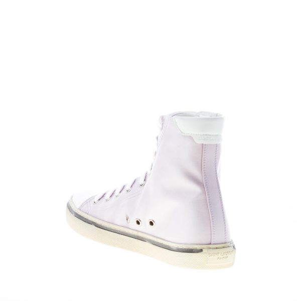 SAINT LAURENT donna Malibù high-top sneaker in crepe satin LILLA CHIARO e pelle bianco - immagine 4